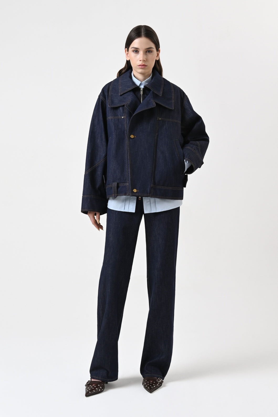 Denim Double-Breasted Jacket