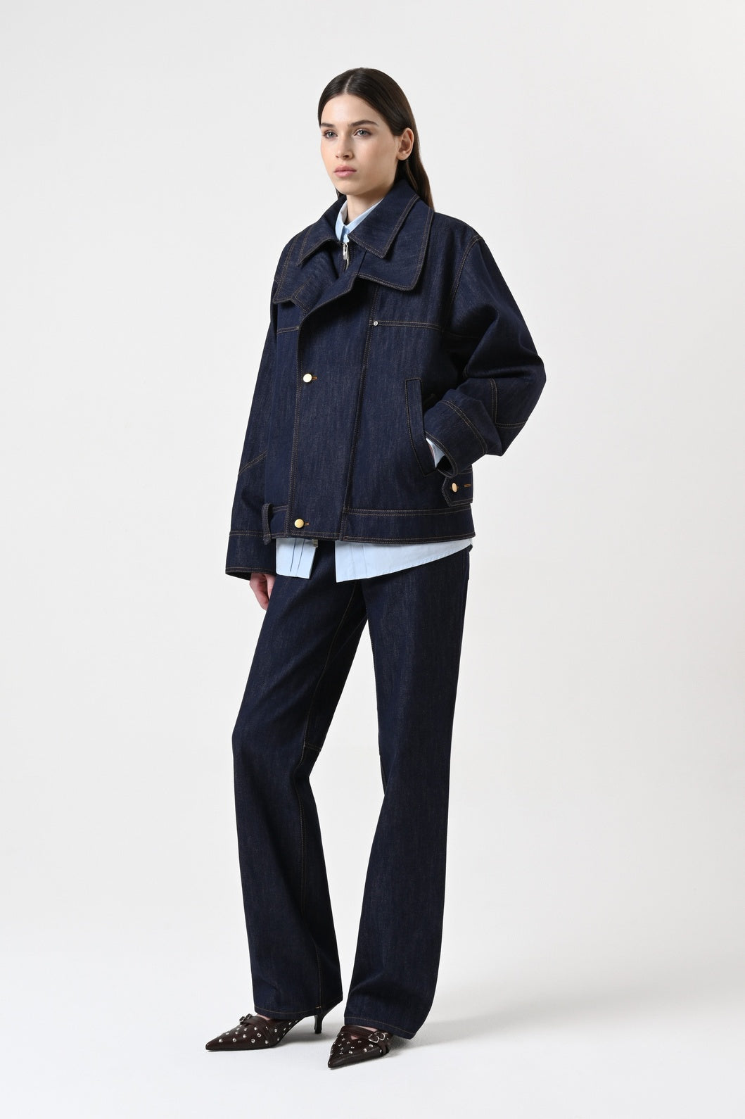 Denim Double-Breasted Jacket