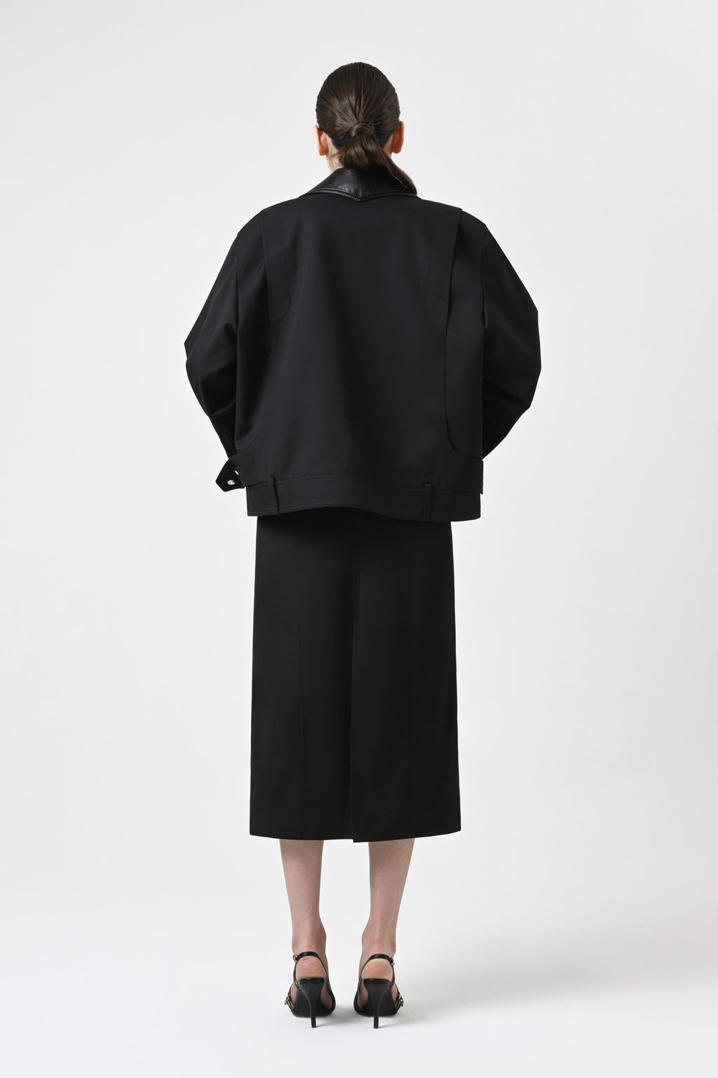 Zip-Detail Midi Skirt