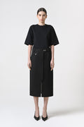 Zip-Detail Midi Skirt