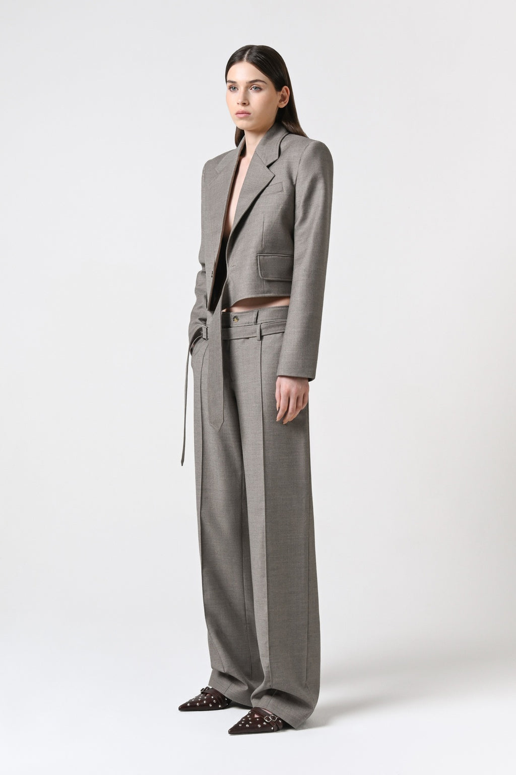 Belted Straight-Leg Loose-Fit Pants
