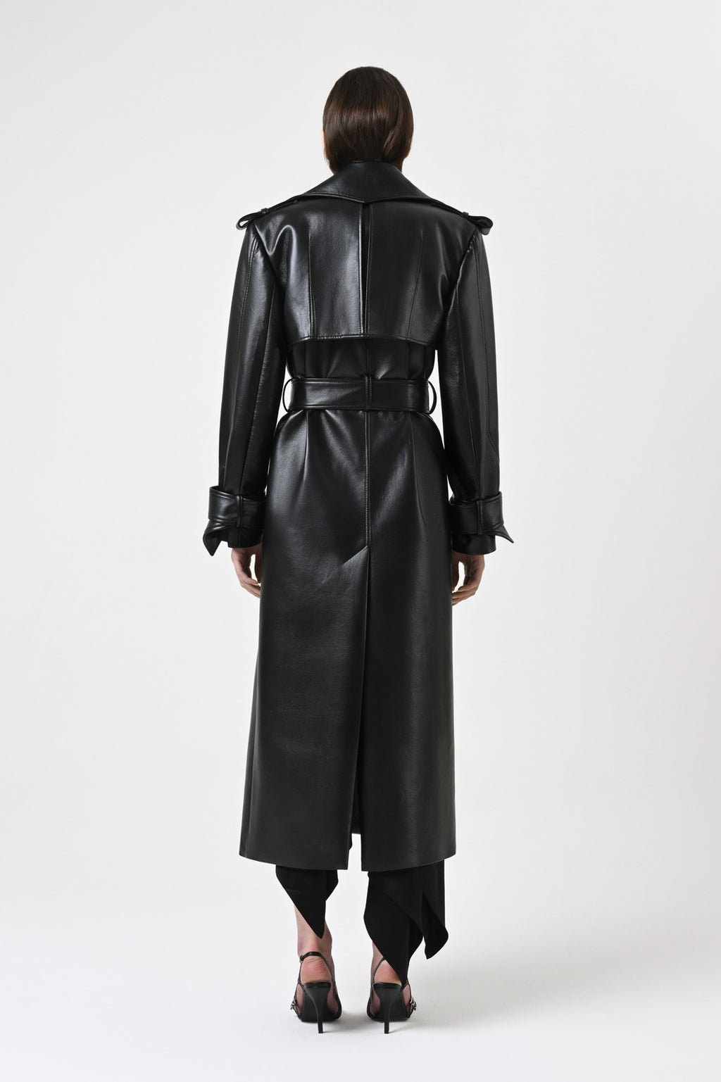 Double-Breasted Leather Trench Coat