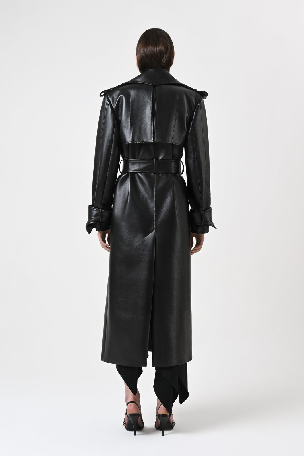 Double-Breasted Leather Trench Coat
