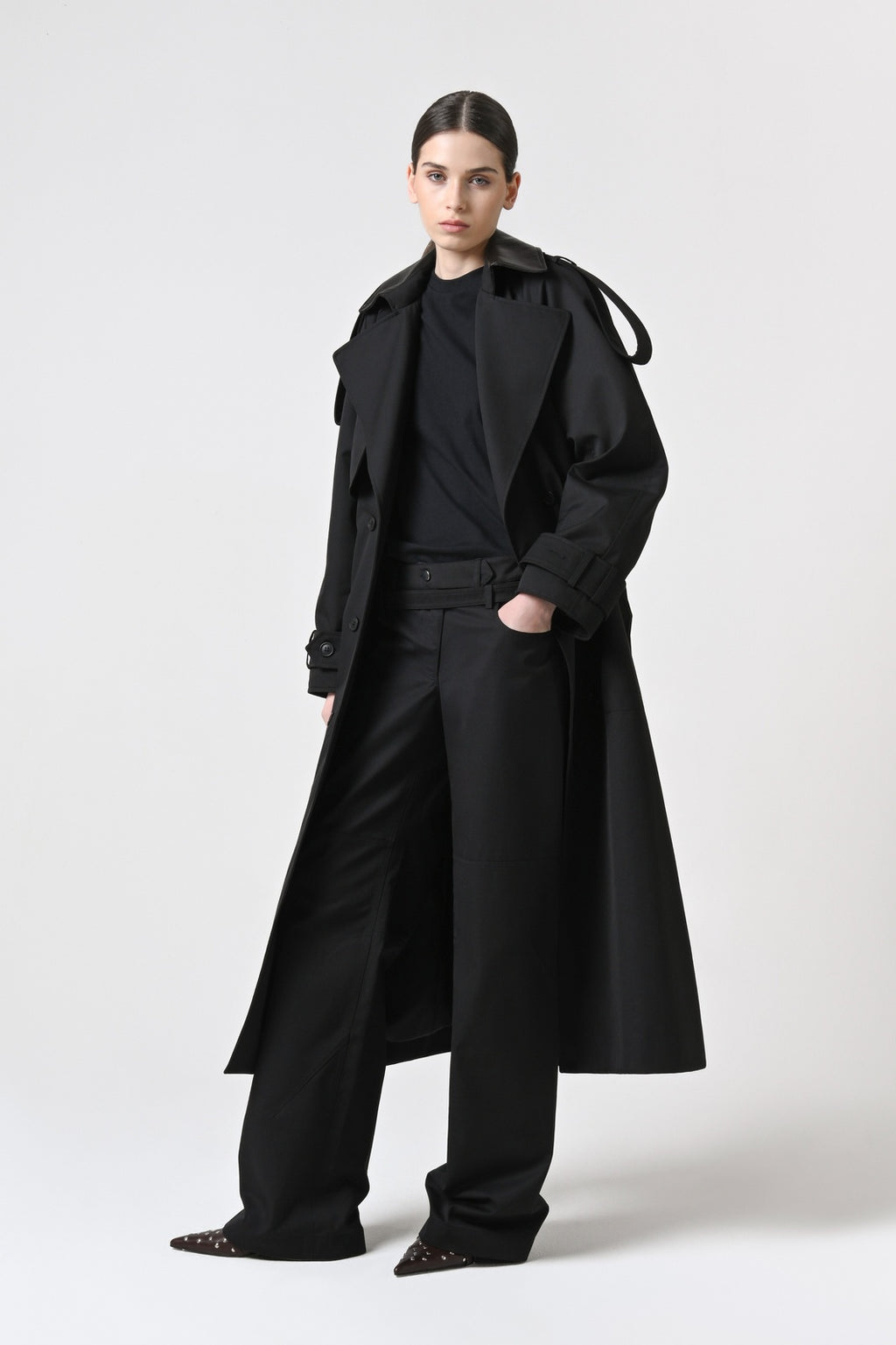Double-Breasted Cotton Trench Coat