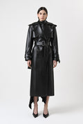 Double-Breasted Leather Trench Coat